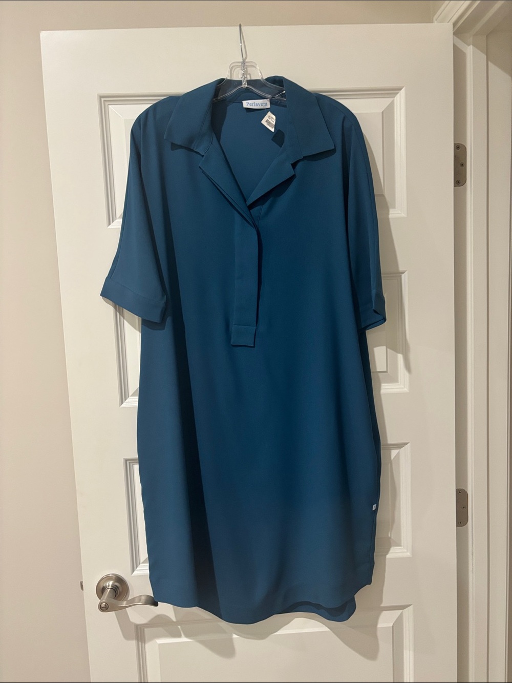 Velvet Teal Shirt Dress - Teal Women's Dress